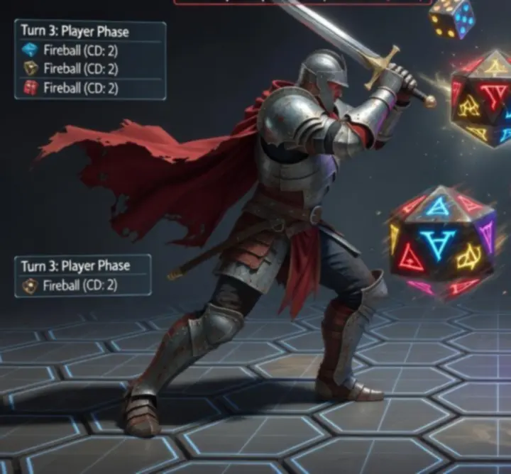 Zrzut ekranu przedstawiający intensywną walkę na kościach w stylu roguelike
