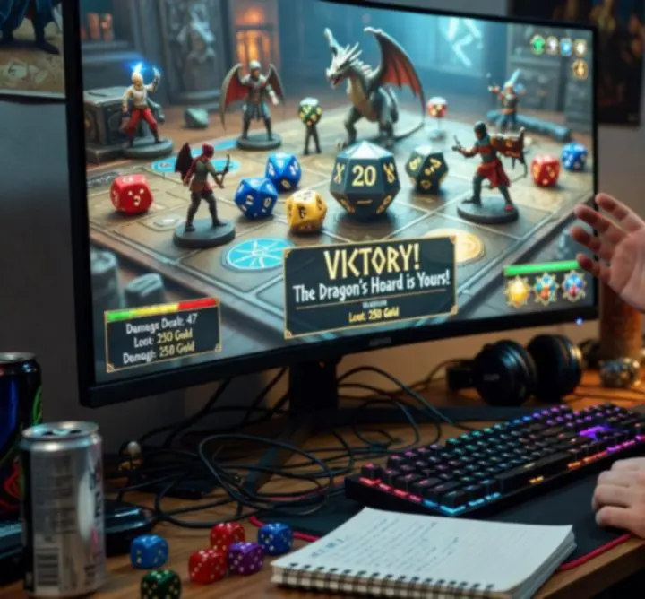 Gracz prezentuje swój udany bieg w kościanej grze roguelike